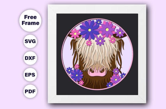 3D Highland Cow SVG: A Charming Shadow Box Design for Bloggers