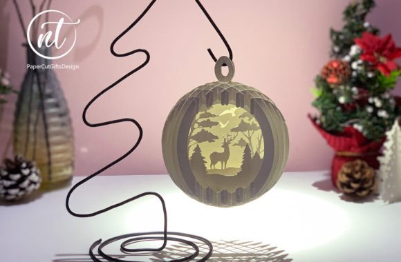 3D SVG Christmas Charm: Sphere Popup Mini Deer 4 for Small Business Branding