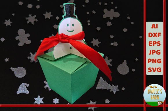 Box with Snowman Closure: A Festive 3D SVG for Christmas Crafting