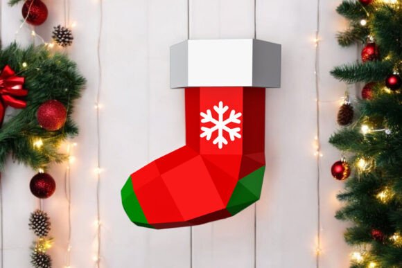 Christmas 3D SVG Design: Santa Socks Papercraft for Creative Publishers