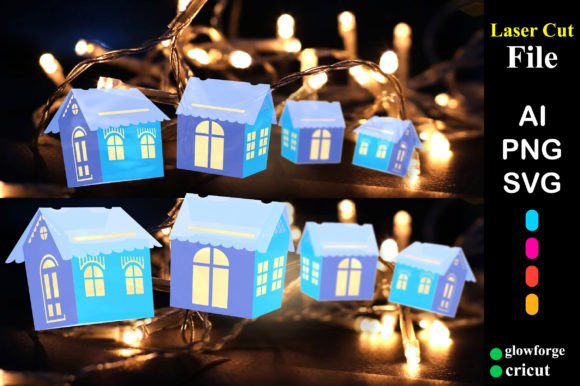 Christmas 3D SVG Houses for Digital Sellers