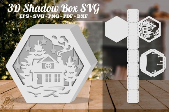 Christmas Home Hexagon Shadow Box SVG: A Festive 3D SVG for Seasonal Sellers