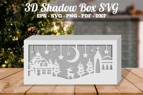 Christmas Night Scene Shadow Box SVG: A 3D Design for Festive Editorial Visuals