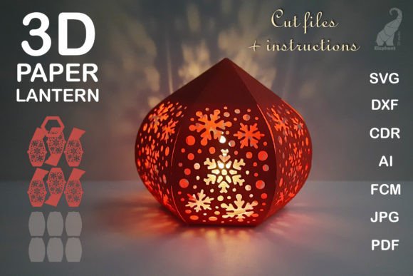 Christmas Paper Lantern with Snowflakes – A Festive 3D SVG for Small Business Branding