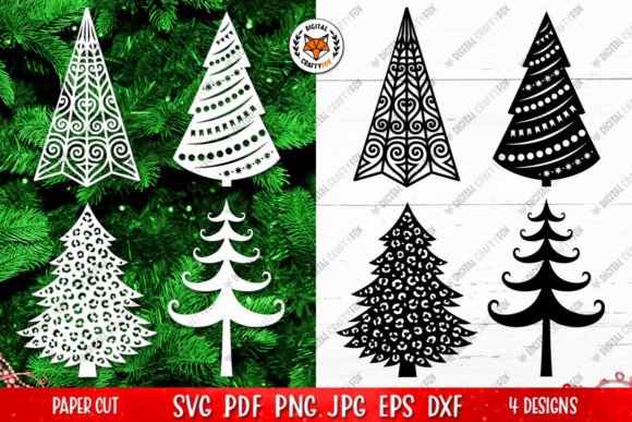Christmas Tree Ornament Paper Cut SVG: Festive Graphics for Local Branding