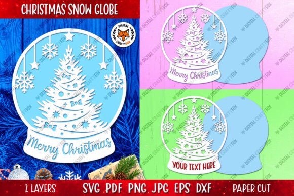 Christmas Tree Snow Globe Paper Cut SVG – Festive Graphics for Commercial Design Sellers