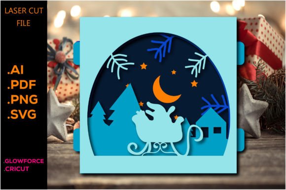 Christmas Tunnel Cards Template SVG for 3D Shadow Boxes & Digital Sellers