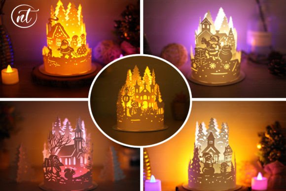 Combo 5 Items Paper Lantern Christmas – 3D SVG for Festive Branding