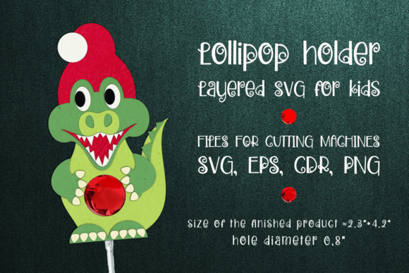 Crocodile Christmas Lollipop Holder: A Playful 3D SVG for Festive Branding