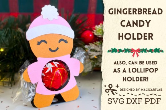 Gingerbread Girl Candy Holder 3D SVG for Christmas Branding