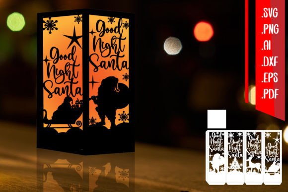 Good Night Santa Lantern Paper Cut SVG: A Festive 3D SVG for Christmas Design Projects