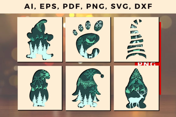 Layer Cut Christmas Gnome 3D SVG Bundle: Festive Branding for Seasonal Small Business Appeal
