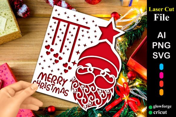 Merry Christmas Papercut Card 3D SVG for Festive Digital Products