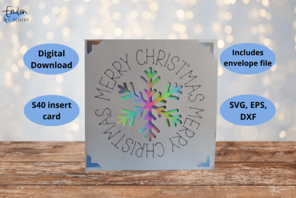 Merry Christmas Snowflake Insert Card 3D SVG for Christmas Crafting