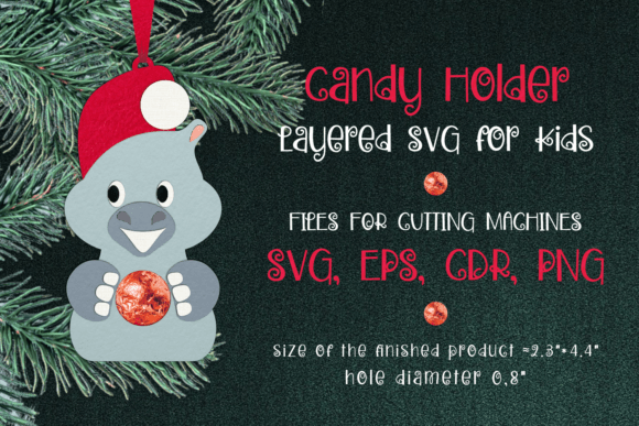 Playful 3D SVG for Festive Branding: Hippopotamus Christmas Candy Holder Review