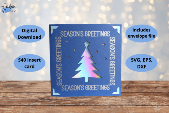 Season's Greetings Tree Insert Card 3D SVG for Christmas Crafting