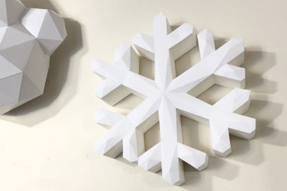 Snowflake Paper Sculpture: A 3D SVG Object for Festive Handmade Business Designs