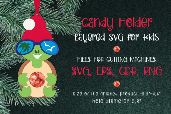 Turtle Christmas Ornament Candy Holder 3D SVG for Festive Crafting