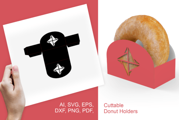 Winter Diamonds Donut Holder Template – A 3D SVG Gift Box Design for Festive Blog Content