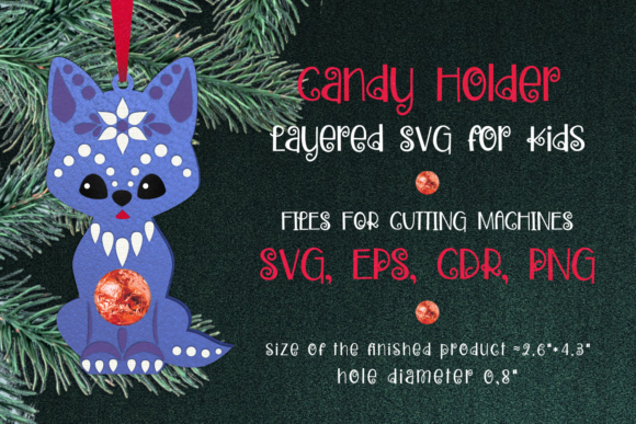Wolf Christmas Ornament Candy Holder SVG